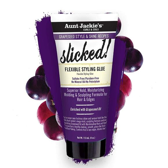 Aunt Jackie's SLICKED Flexible Styling Glue- Grapeseed Style & Shine 4oz - Picture 5 of 12